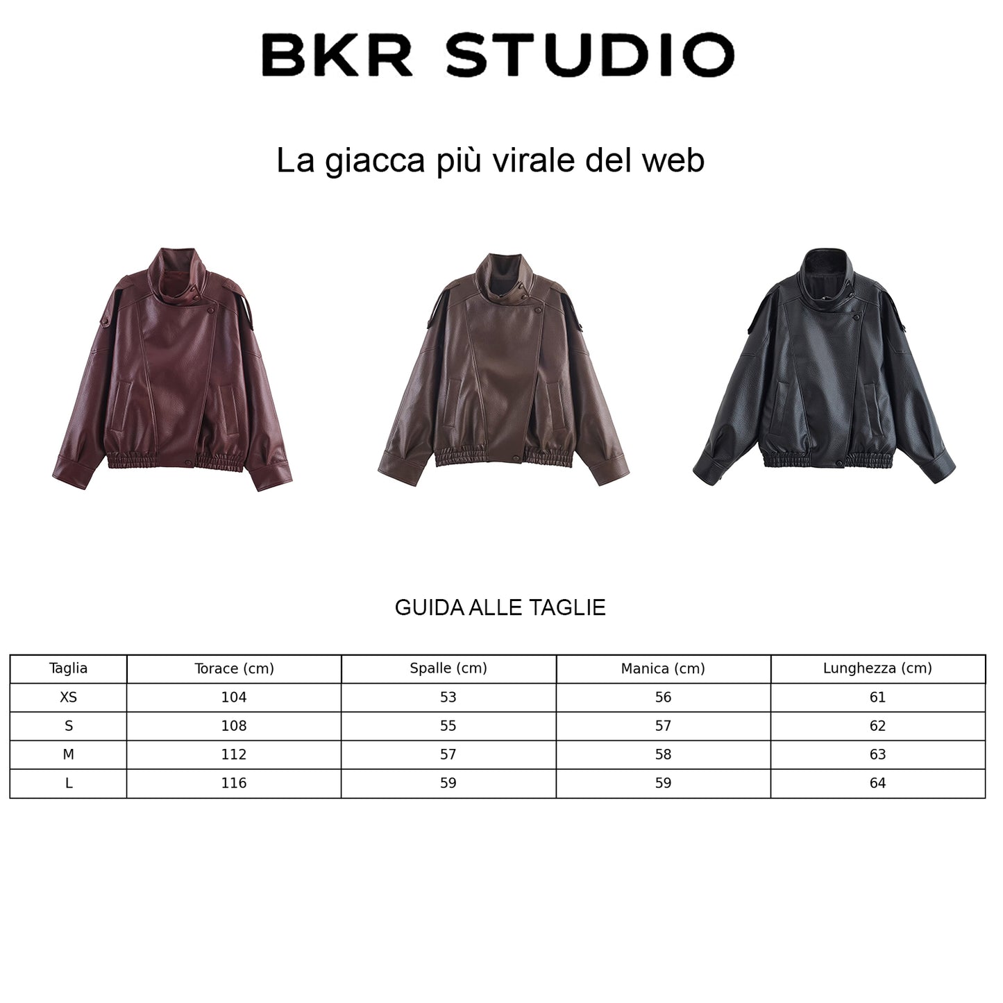 Giacca Biker Oversize Collo Alto