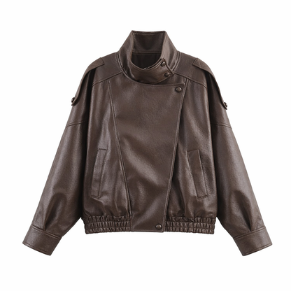 Giacca Biker Oversize Collo Alto