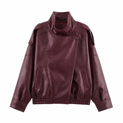 Giacca Biker Oversize Collo Alto