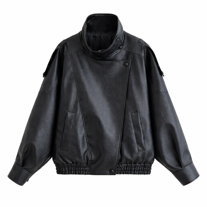Giacca Biker Oversize Collo Alto